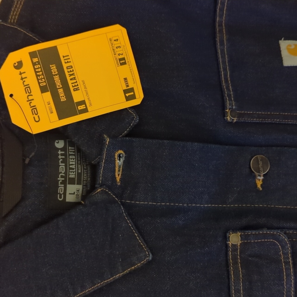 Carhartt Jacket women's large denim chrome coat. Relaxed fit #1 warm rating NWT - Picture 2 of 3